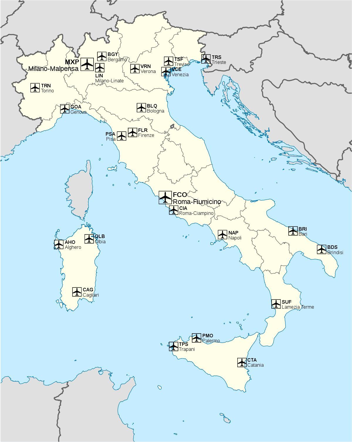 parma italija karta Italija kartu zračne luke   Međunarodne zračne luke u Italiji na  parma italija karta
